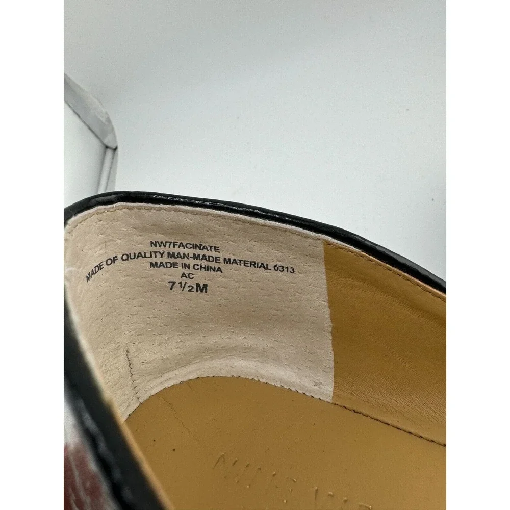 Nine West Fascinate Ballet Flats Size 7.5M Black Patent Leather Round Toe Shoes‎